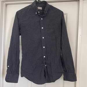 J.Crew Slim Long Sleeve Gingham Button Up Shirt Black Grey XS